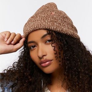 Floral embroidered marled beanie
